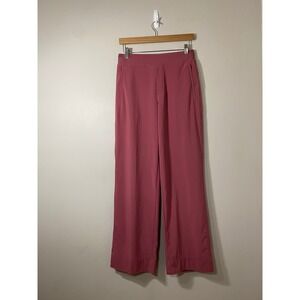 Athleta Pants Womens Sz 4 Brooklyn Heights High Rise Wide Leg Red Mauve Pull On